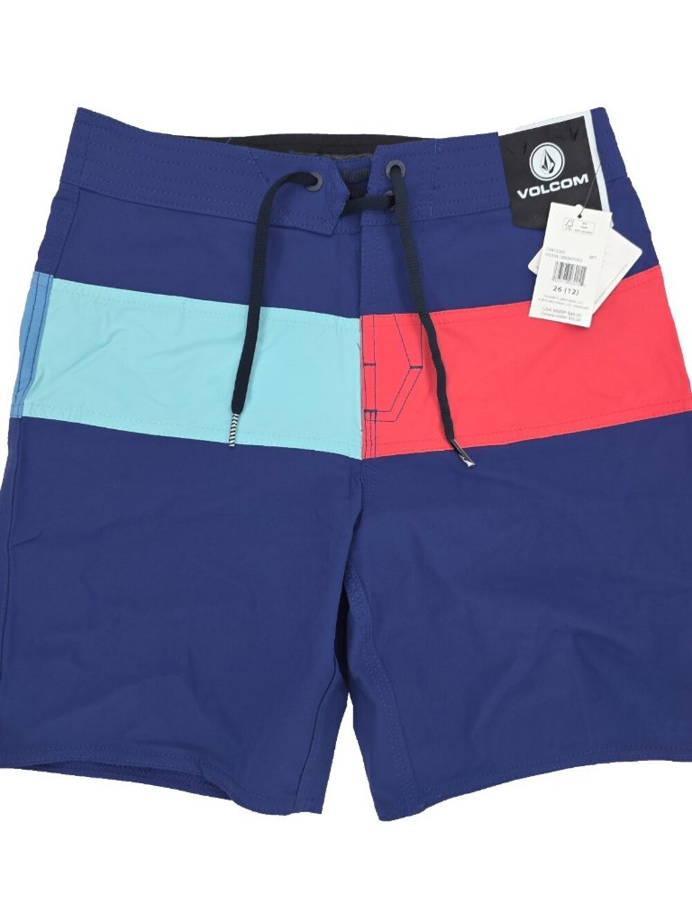 Volcom Vision Liberators Boardshorts Boys Youth 12 / 26 Blue Colorblock Stretch